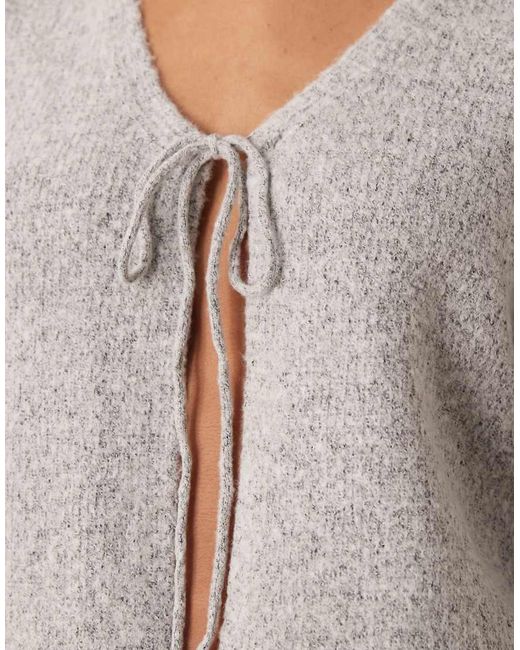 Vila Gray Tie Front Knitted Cardigan