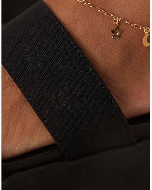Calvin Klein Brown Double Strap Flatform Sandals