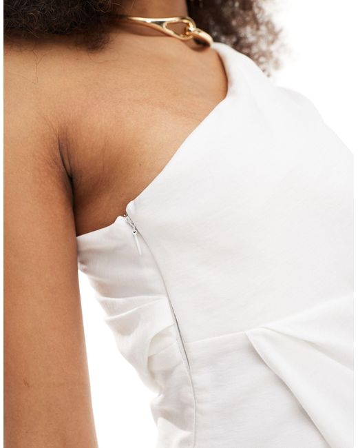 ASOS White Washed One Sleeve Drape Detail Mini Dress