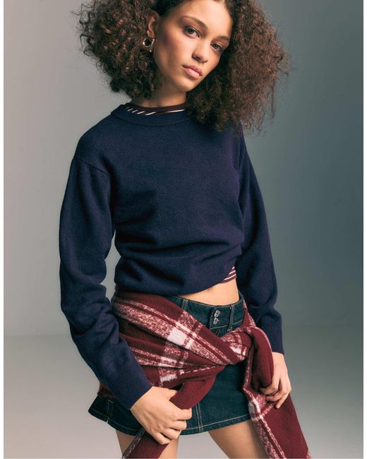 Stradivarius Blue – weicher basic-strickpullover