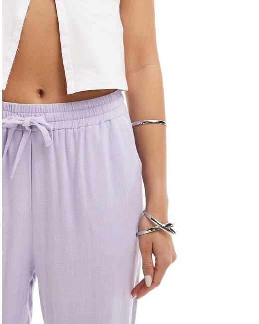 Pantalones Lilas De Pernera Ancha Sin Cierres De Mezcla De Lino De -Morado Miss Selfridge de color Purple