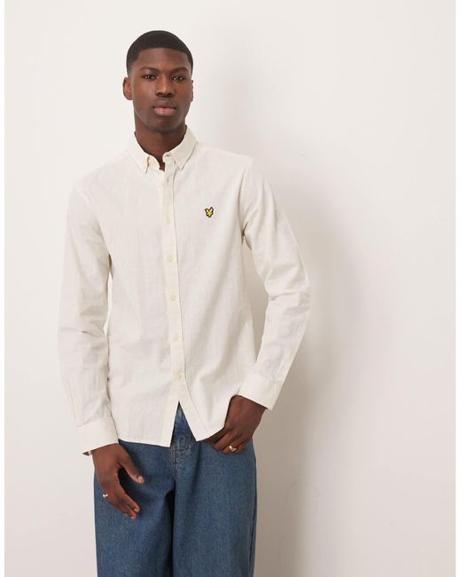 Lyle \u0026 Scott Linen Blend Oxford Shirt in Natural for Men | Lyst Canada