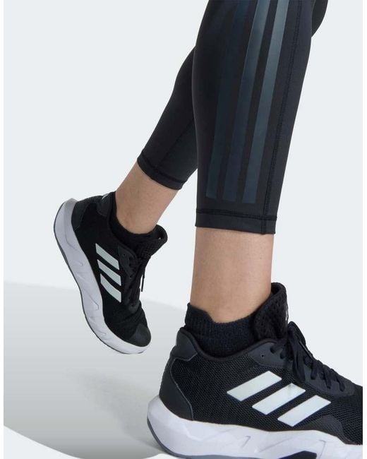 Adidas Originals Blue Optime Workout 3-Stripes 7/8 Leggings (Plus Size)