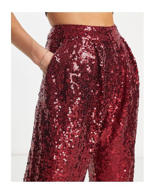 ASOS Red Sequin Slouchy Trouser