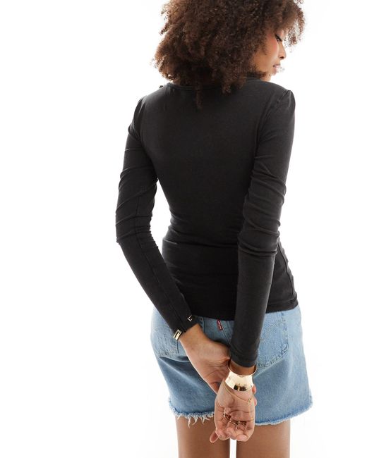 ONLY Black Boat Neck Long Sleeve Top
