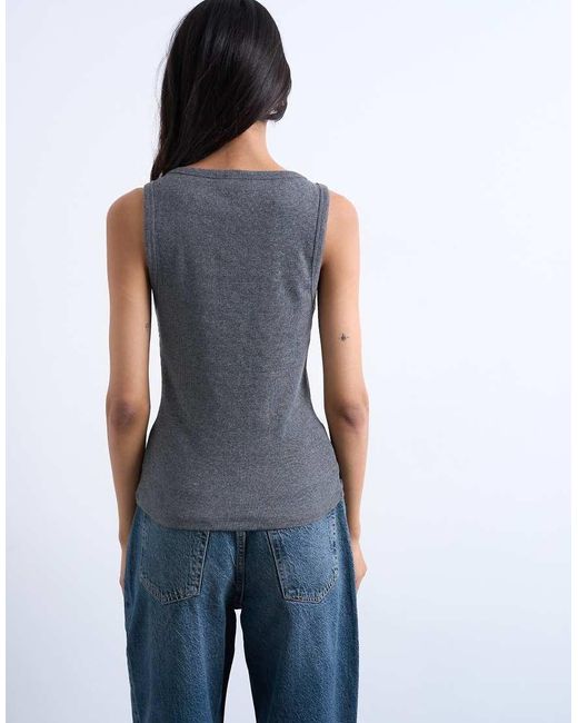 TOPSHOP Blue Rib Button Down Vest