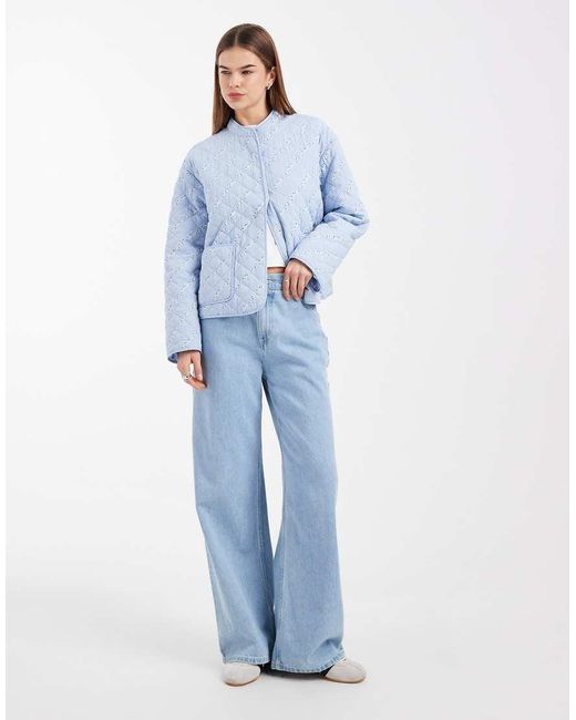 Pieces Blue Quilted Jacket
