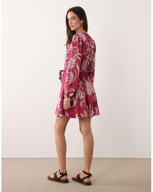New Look Red Floral Flippy Mini Dress