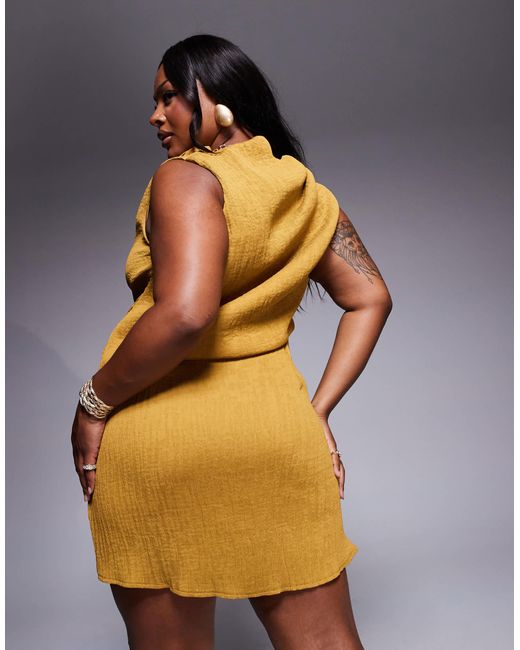 ASOS Yellow Asos design curve – asymmetrisches, drapiertes minikleid