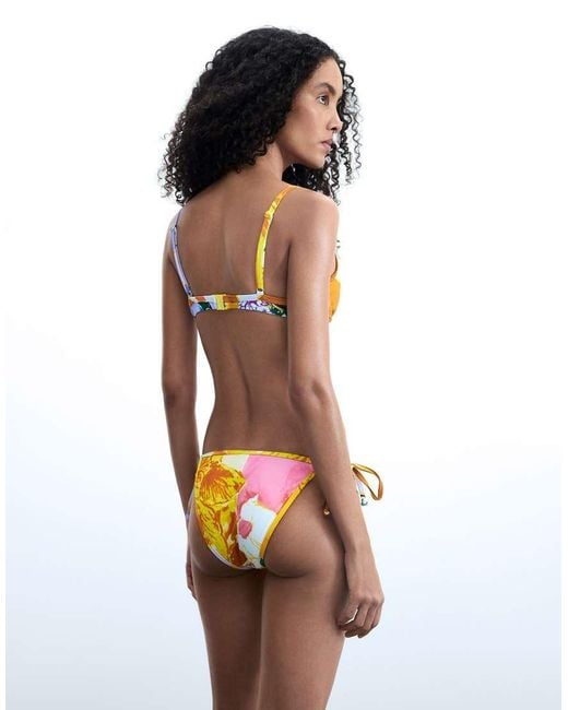 Desigual White Printed Triangle Bikini Top