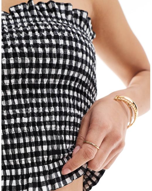 Top bustier smocke vichy ASOS en coloris Noir Lyst