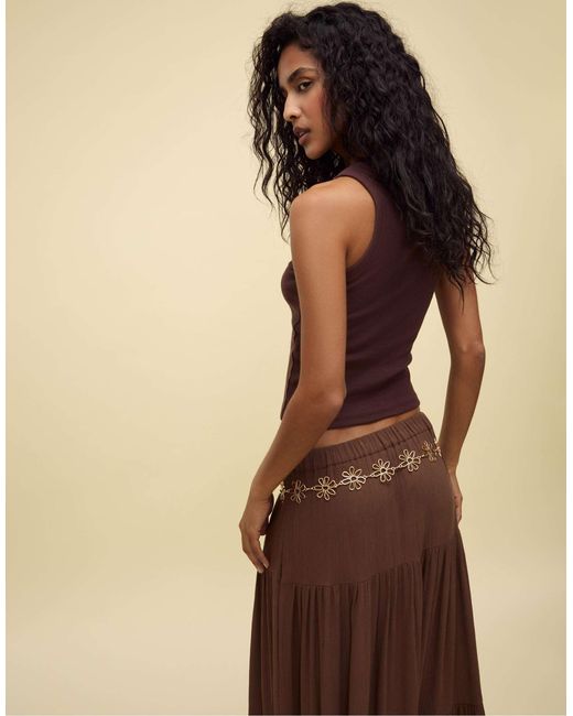 T-shirt dos nageur à imprimé peanuts - marron Stradivarius en coloris Brown