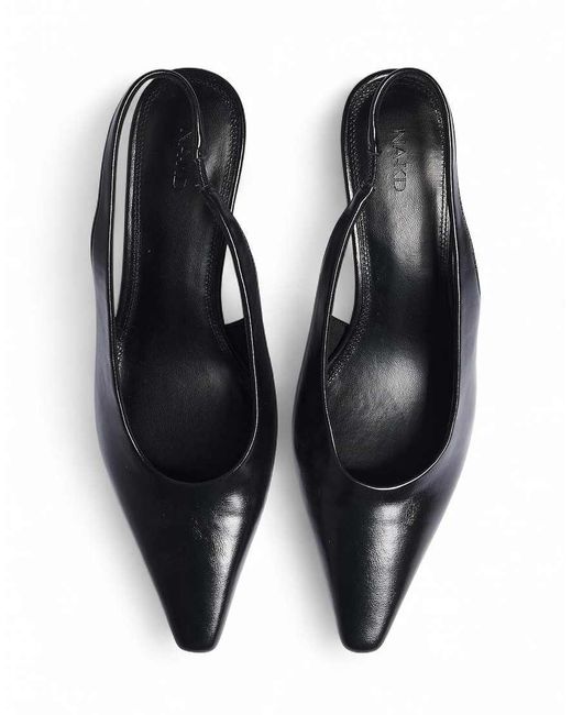 NA-KD White Slim Toe Slingback Pumps