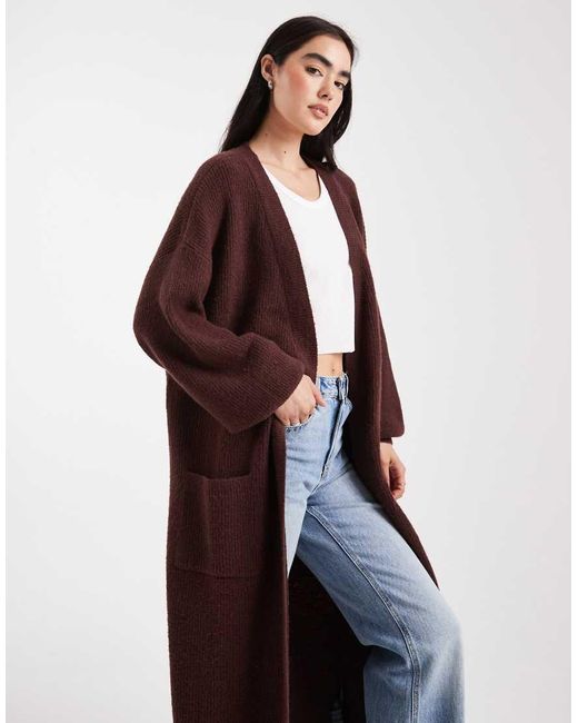 Cárdigan Largo Marrón De Miss Selfridge de color Brown