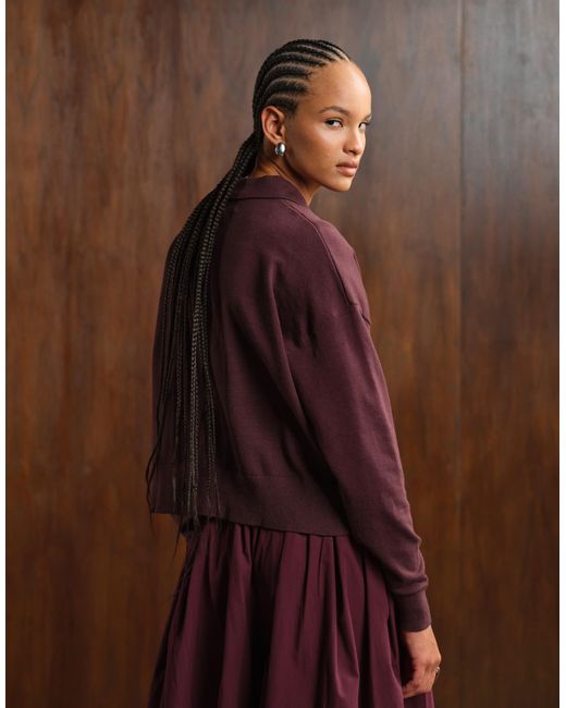 ASOS Purple Knitted Structu Rugby Top
