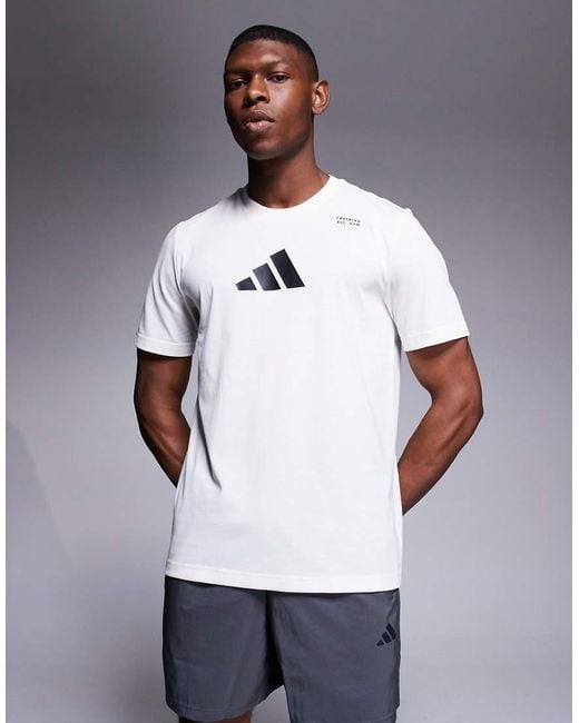Adidas Originals White Adidas Training T-shirt With Graphic Print for men