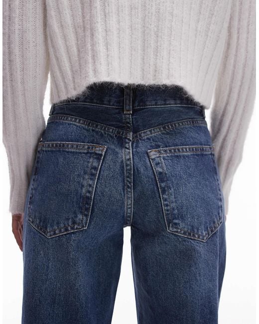 Ember - jean large à taille basse - intense TOPSHOP en coloris Blue