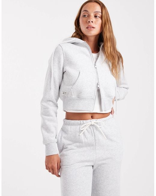 Cotton On White Cropped Zip Through Hoodie