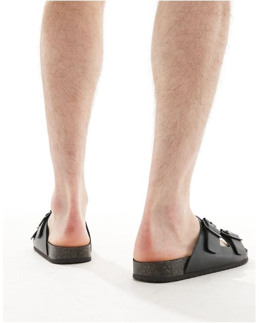 Sandali con cinturini neri con suola nera di ASOS in Natural da Uomo