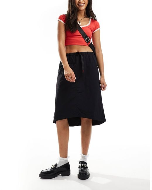 Gramicci Black Nylon Packable Midi Skirt