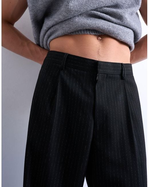 Topman White Pleated Wide Leg Trouser for men