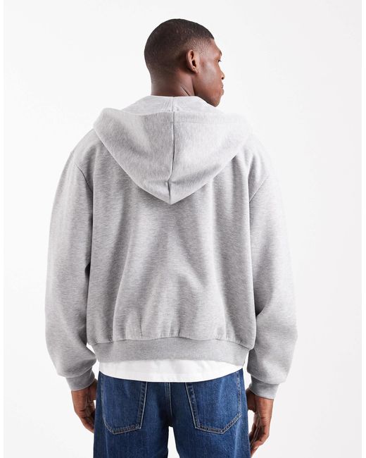 ASOS White Essentials Boxy Relaxed Zip Through Hoodie for men