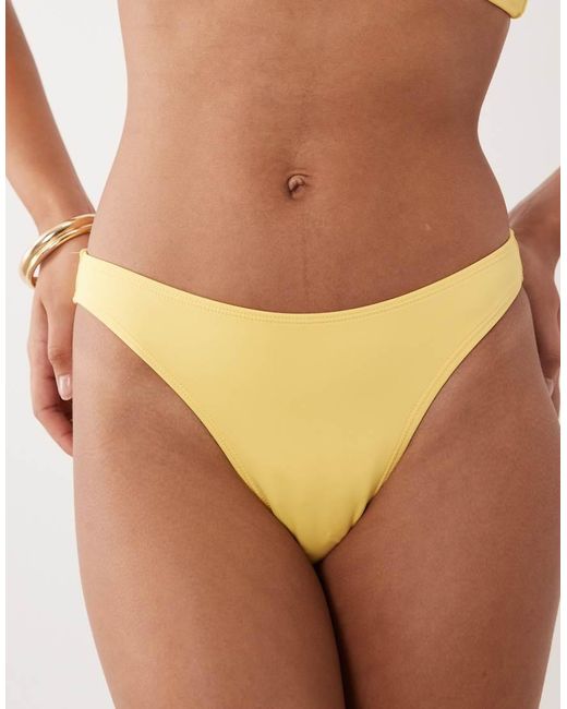GOOD AMERICAN Yellow Matte Good Waist Cheeky Bikini Bottom Co-Ord