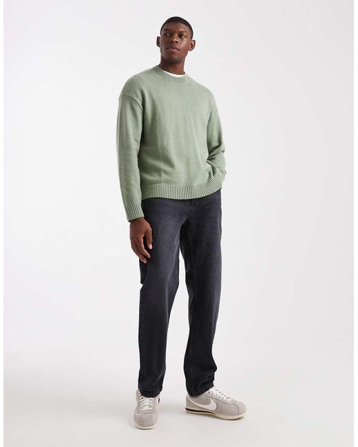 Hollister Green Boxy Knitted Jumper for men
