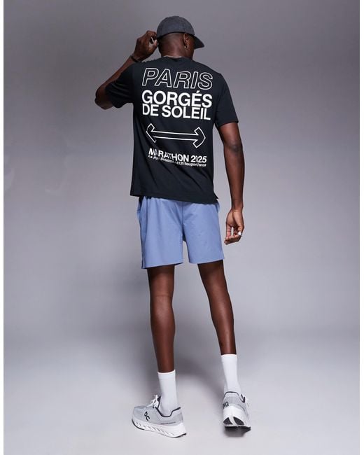 4505 Blue Quick Dry Performance Jersey Back Graphic Oversized Running T-shirt for men
