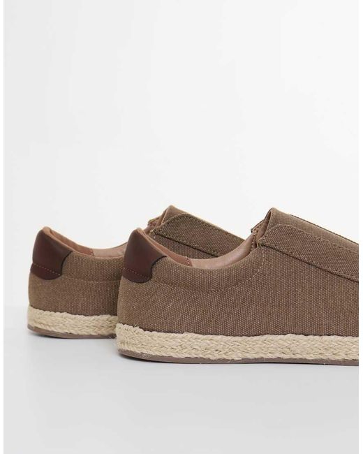 Threadbare Brown Cotton Canvas Slip On Espadrilles for men