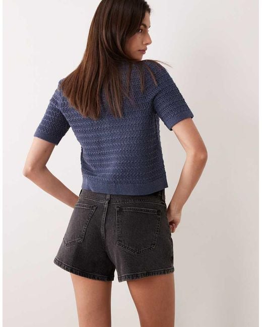 Abercrombie & Fitch Blue Curve Love High Rise Denim A-line Short
