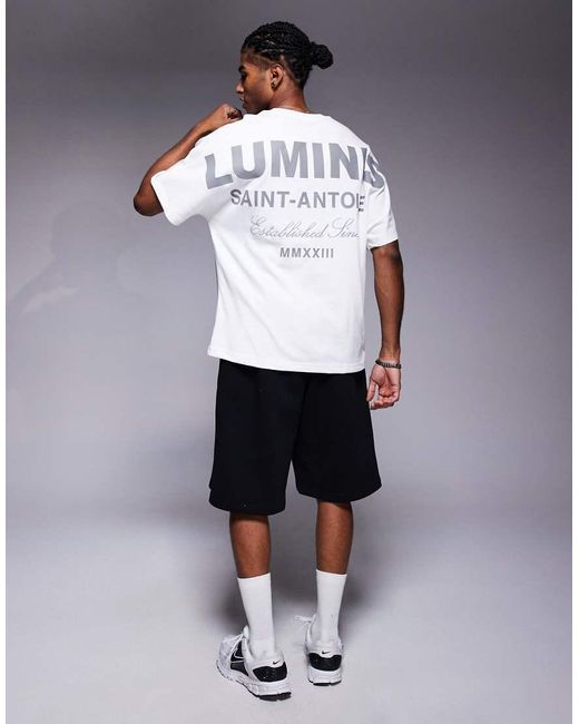 River Island White Luminis Back Print Oversized T-shirt for men