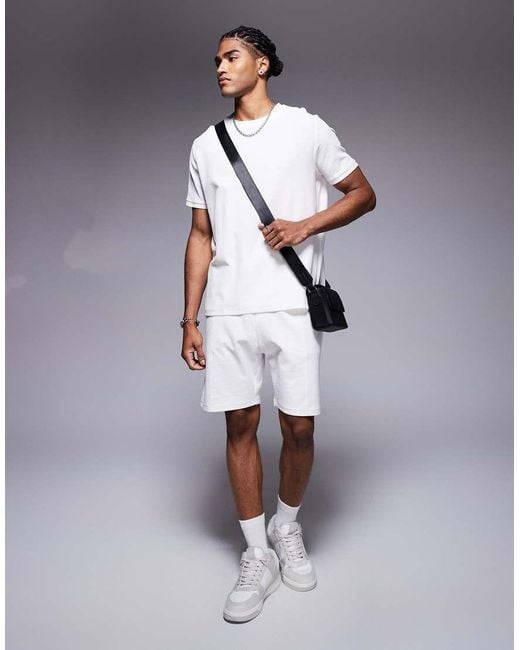 Bershka T-Shirt Met Wafeltextuur in het White voor heren