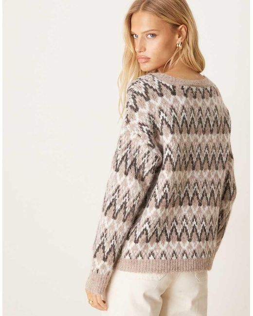 Maglione Pesante Tonalità Naturale Mélange Con Motivo Fair Isle di Vila