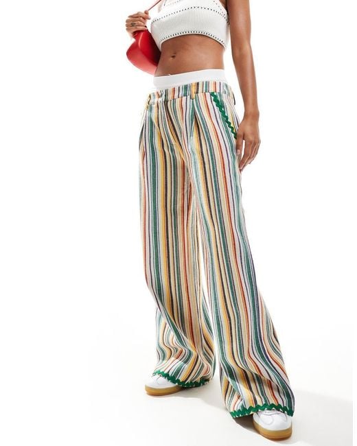 Labelrail Multicolor X Olivia Grace Herring Straight Leg Beachchair Striped Trousers