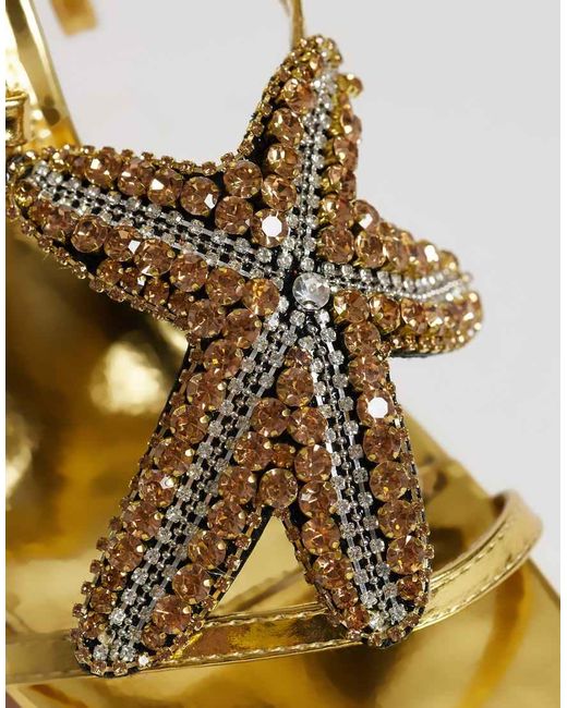 Public Desire Metallic Lumi Heeled Sandals With Embellished Starfish