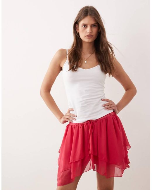 Miss Selfridge Red Laye Mini Skirt