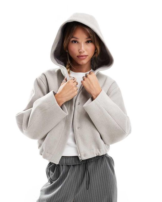 ASOS Gray Formal Cropped Jacket With Hood