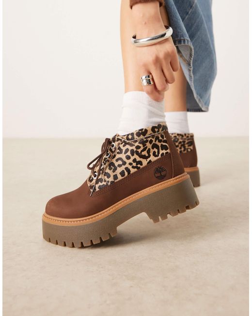 Stone street nellie - bottines mi-hautes en cuir façon poulain - imprimé léopard Timberland en coloris Blue
