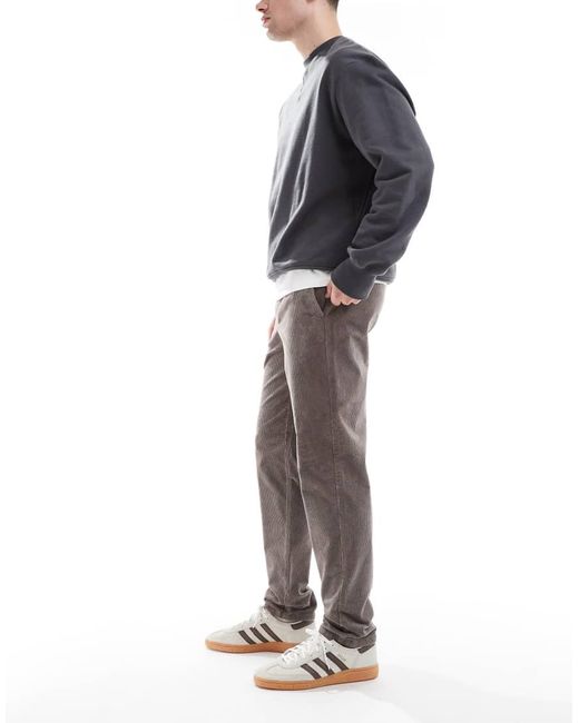 Pantalones Marrón Claro De Corte Tapered De Pana De Only & Sons de hombre de color Black