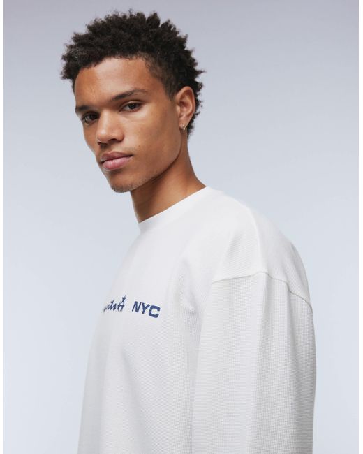 ASOS – langärmliges oversize-t-shirt aus schwerem stoff in White für Herren