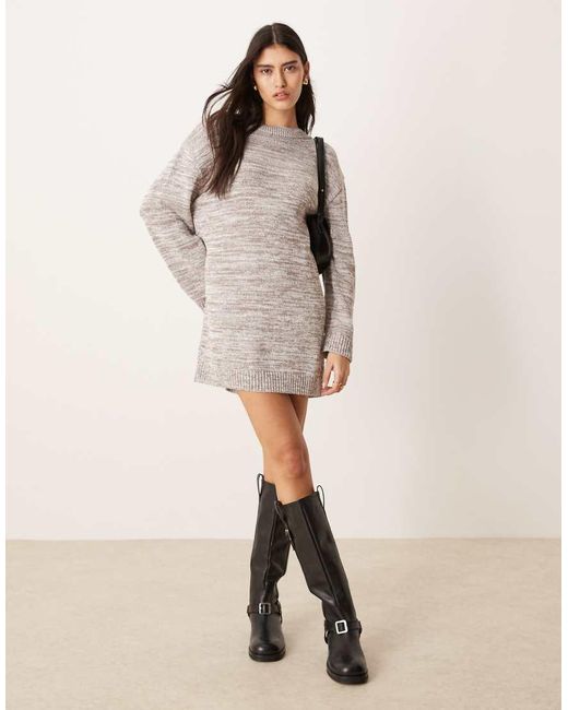 Vestido Corto Estilo Jersey Con Espalda Descubierta De Punto De Hilo Retorcido De ASOS de color Natural