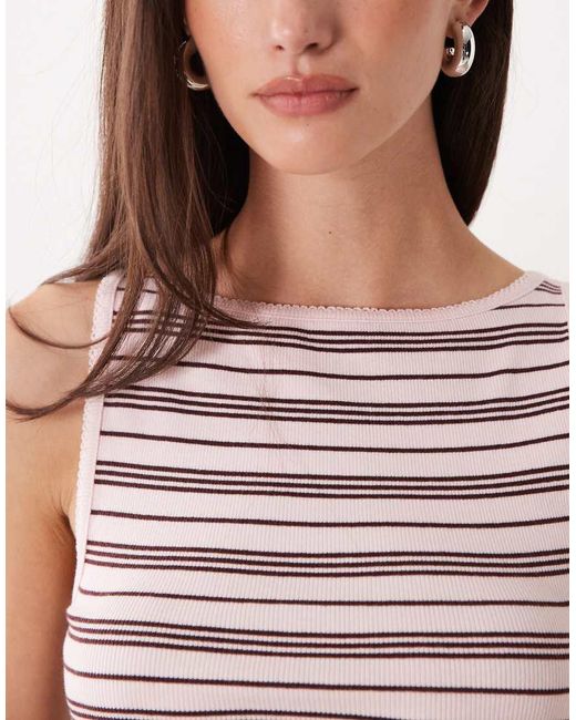 Miss Selfridge Multicolor Stripe Tank Top With Picot Trim