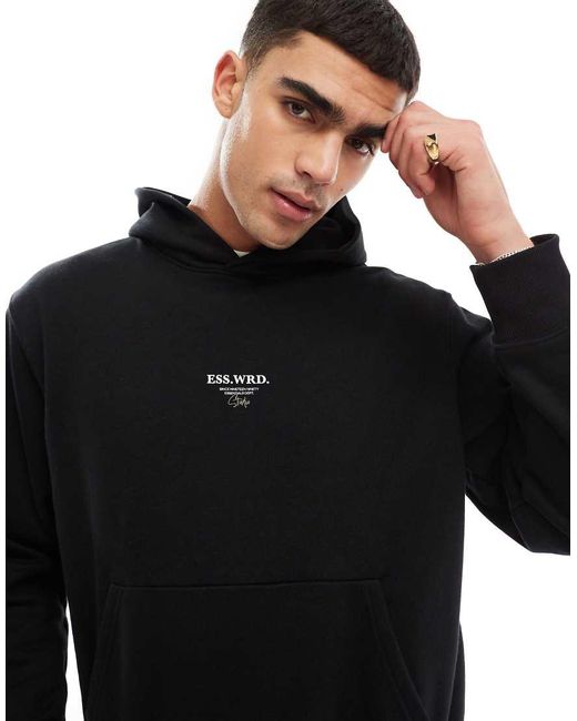 Jack & Jones Super Oversized T-Shirt Met Studio-Print Op De Achterkant Van 400Gsm Zware Stof in het Black voor heren