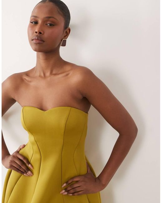 ASOS Metallic Sweetheart Bandeau Maxi Dress With Structured Volume Skirt