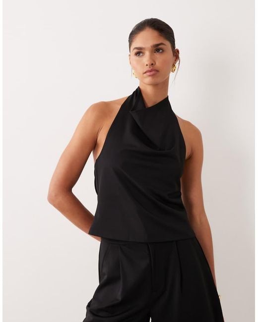 ASOS Black Co-ord Slinky Twill Cowl Neck Top