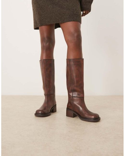 Free People Natural Dana Distressed Leather Pull-On Boots