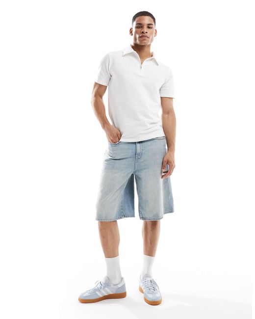 Only & Sons – baggy fit jeans-shorts in Blue für Herren