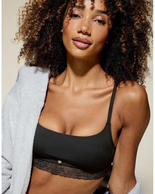 KBX Black Louisa Ribbed Padded Crop Bra