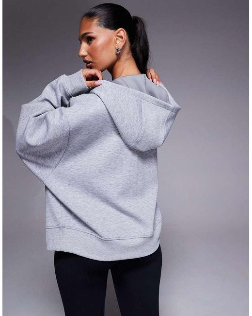 Sudadera Extragrande Con Capucha Y Cremallera De Punto Deportivo De Secado Rápido De -Neutro 4505 de color Blue